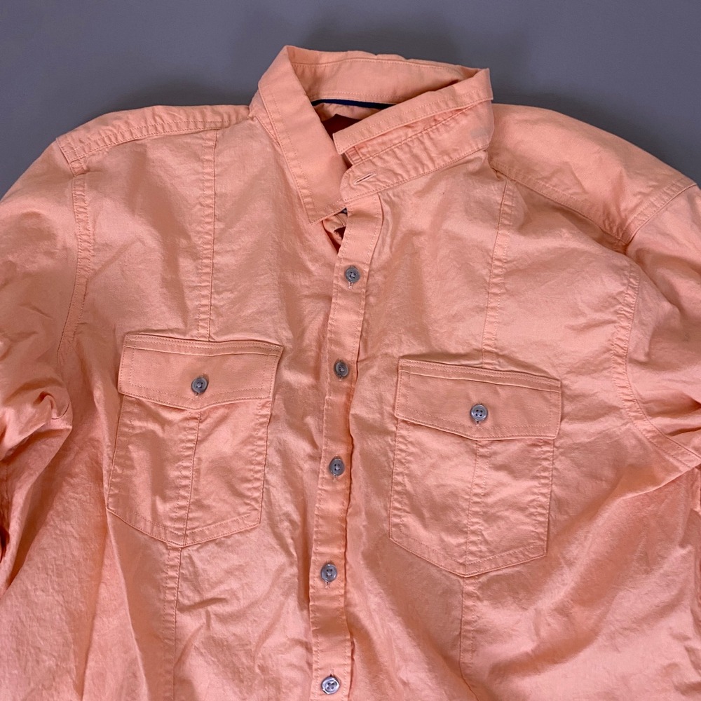 Marc Anthony Button Down Shirt Men's XL Slim Fit Peach Coral Long Sleeve Cotton - Picture 2 of 10